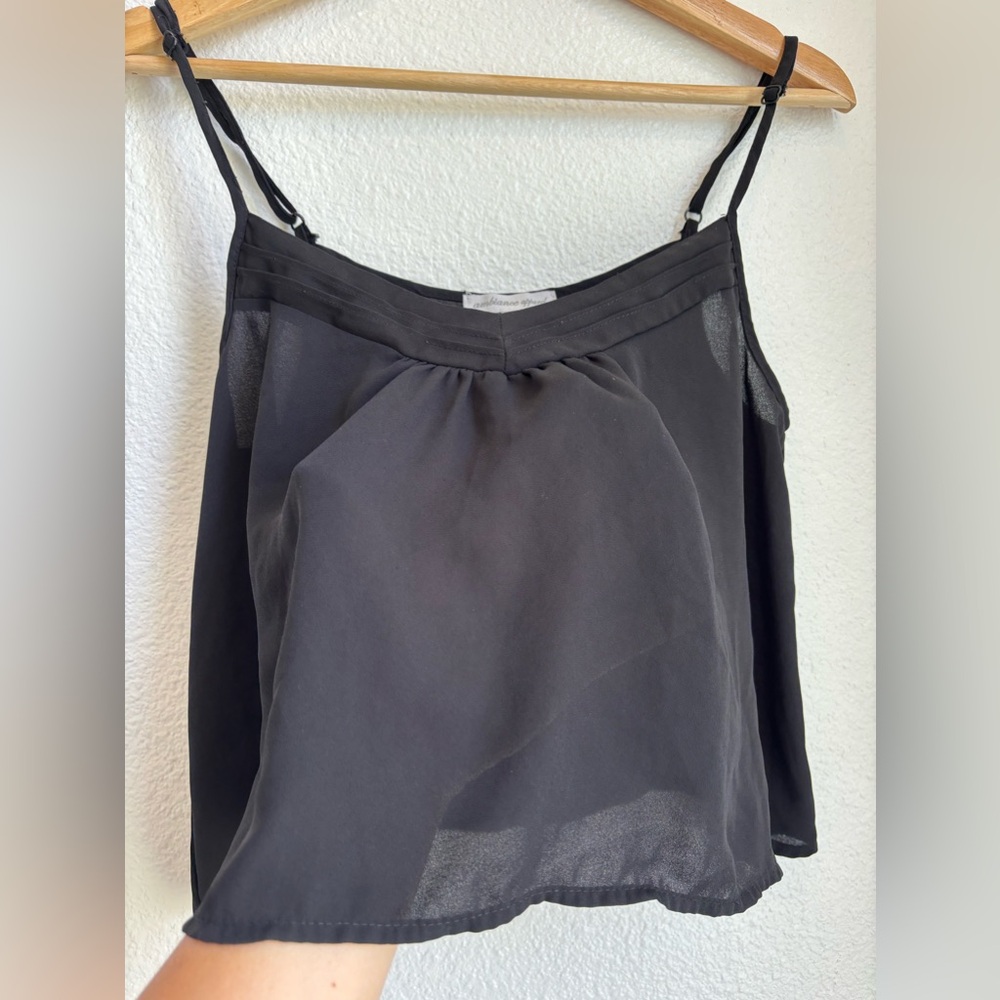 Ambiance Apparel size Small shear black flowy tank top with adjustable straps